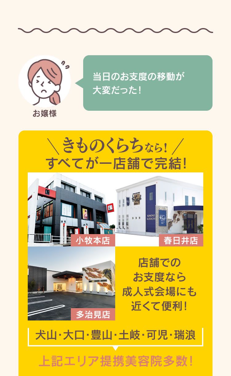 当日のお支度の移動が大変だった！ - きものくらちなら！すべてが一店舗で完結!
